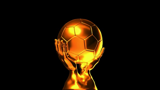 可循环的金色足球杯与阿尔法通道视频下载