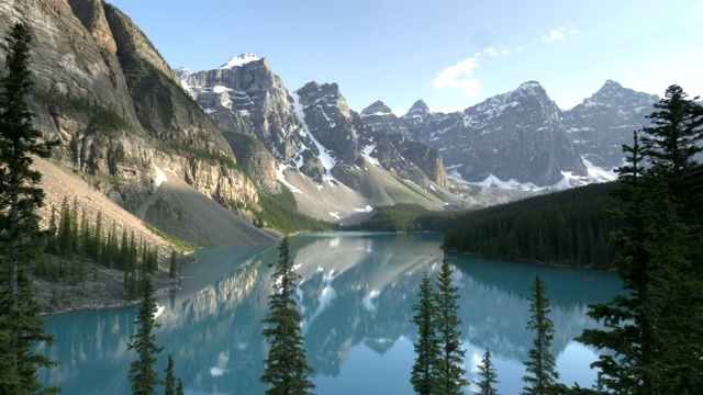 放大加拿大班夫np夏季下午的冰碛湖视频素材