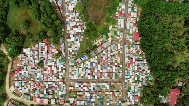 菲律宾宿务市住宅区的空中抽象视图。视频素材