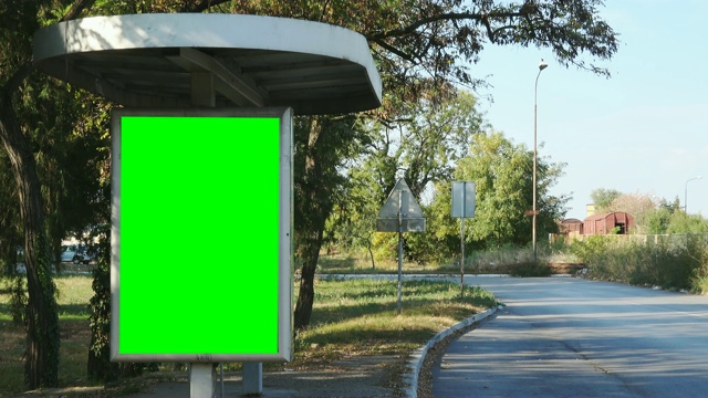 交通道路，绿屏广告牌视频素材