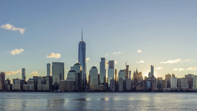 阳光明媚的早晨，纽约曼哈顿下城。美利坚合众国视频素材