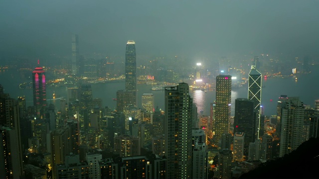 黄昏时香港的鸟瞰图视频素材