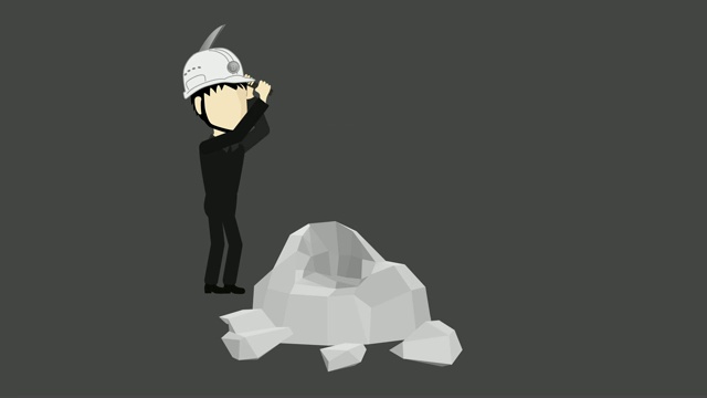 比特币挖矿鹤嘴锄岩石动画- 4K，包括哑光视频素材