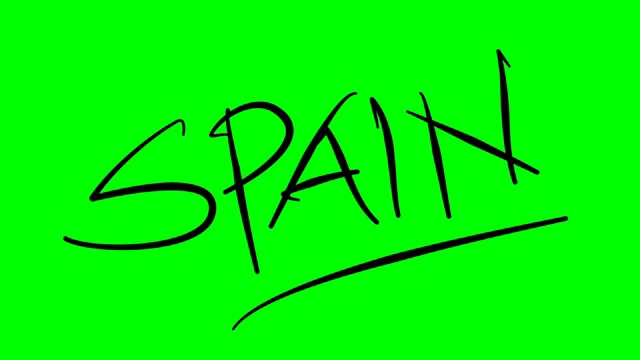西班牙绘制大纲文字在绿色屏幕隔离白板视频素材