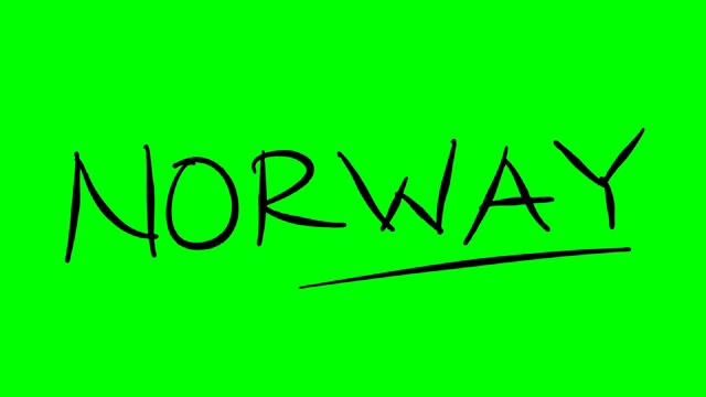挪威在绿色屏幕孤立的白板上绘制大纲文本视频素材