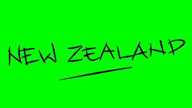 新西兰绘制大纲文字在绿色屏幕隔离白板视频素材