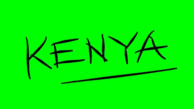 肯尼亚在绿色屏幕孤立的白板上绘制大纲文本视频素材