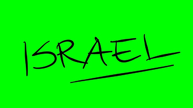 以色列在绿色屏幕隔离的白板上绘制大纲文本视频素材