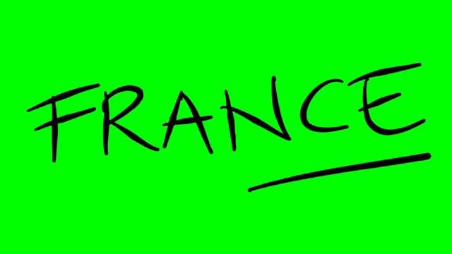 法国绘图大纲文字在绿色屏幕隔离白板视频素材