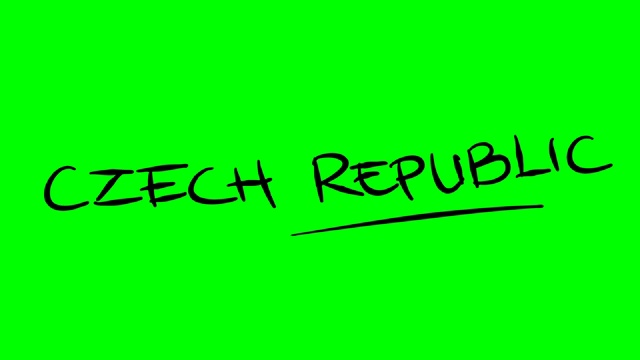 捷克共和国绘图大纲文字在绿色屏幕隔离白板视频素材