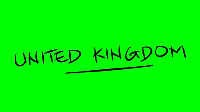 英国英国在绿色屏幕隔离的白板上绘制大纲文本视频素材