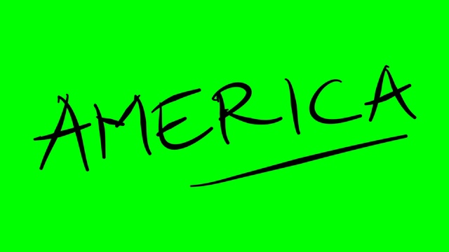 美国在绿色屏幕隔离的白板上绘制大纲文本视频素材