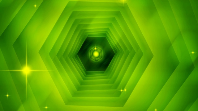 明亮的抽象六边形隧道与闪光，3d渲染背景，计算机生成视频下载
