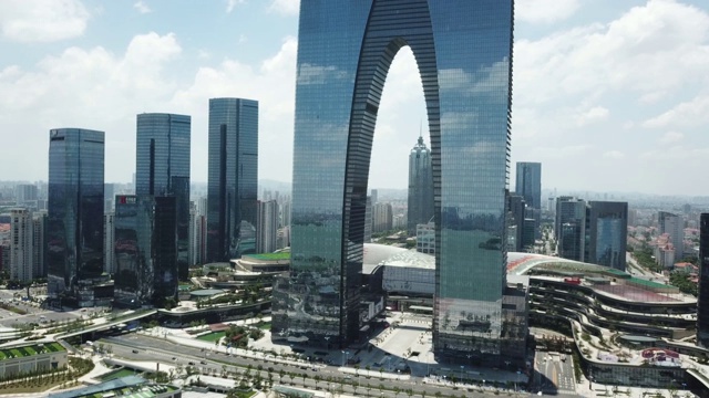 中国苏州现代城市综合体航拍视频素材