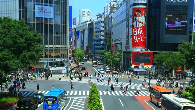 东京涉谷十字路口的时间流逝视频素材
