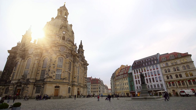 德累斯顿圣母教堂,大教堂,日光,旅行者视频素材