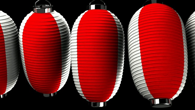 红色和白色的纸灯笼在黑色的背景视频下载