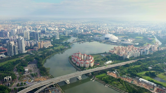 新加坡市区交通鸟瞰图视频素材