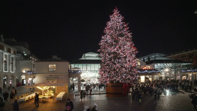 伦敦，圣诞彩灯，考文特花园视频素材
