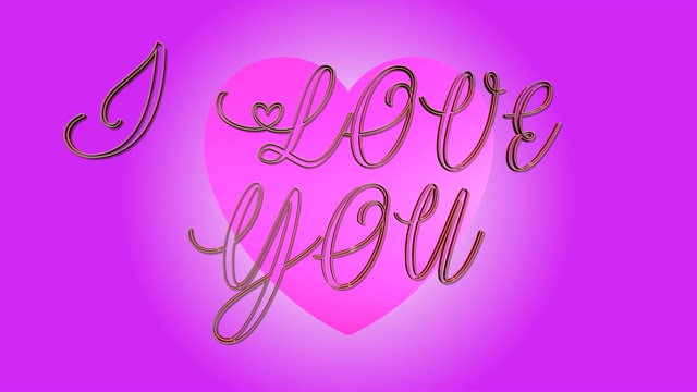 我爱你3D文字循环动画-心形在粉红色的背景视频下载