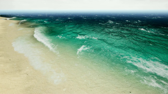 鸟瞰图海浪打破美丽的沙滩。动画的无缝循环。4 k视频下载
