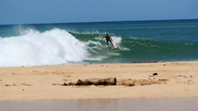 许多冲浪者之一在水捕捉波浪管道在夏威夷视频下载