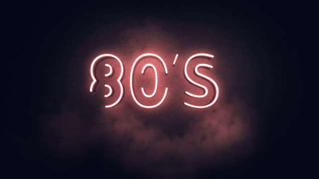暖暖的80年代霓虹灯标志灯，标志文字发光多色夜店酒吧闪烁的霓虹灯标志风格。运动动画。视频可用的高清渲染素材视频下载