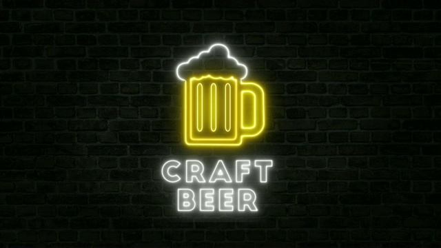 墙上的霓虹灯精酿啤酒视频素材