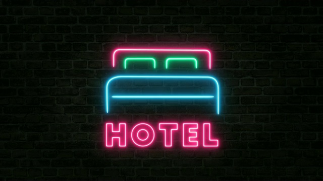 酒店的霓虹灯视频素材