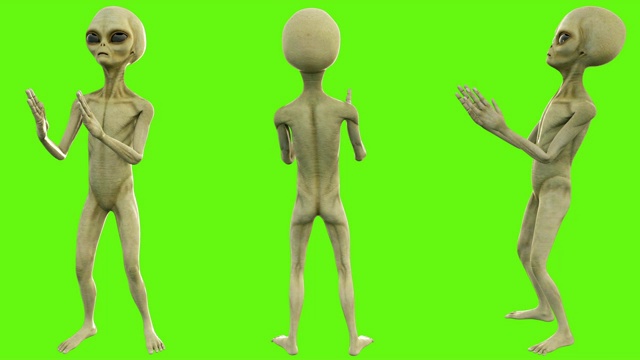 外星人鼓掌。绿色屏幕上的可循环动画。4 k。视频素材