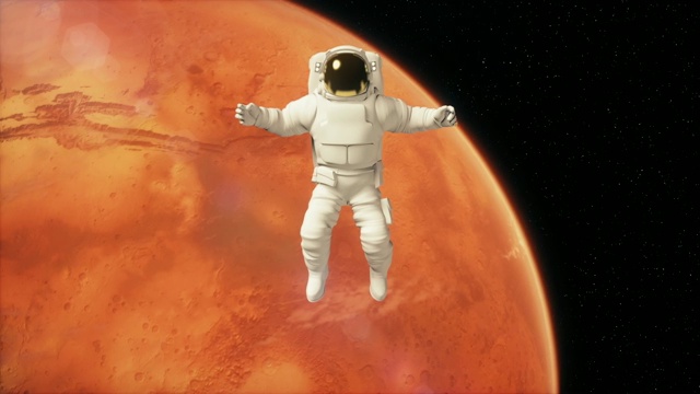 外太空的宇航员正在飞越火星视频下载