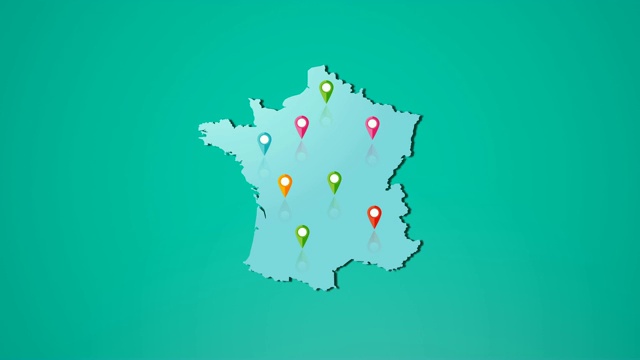 4K法国地图和位置视频素材