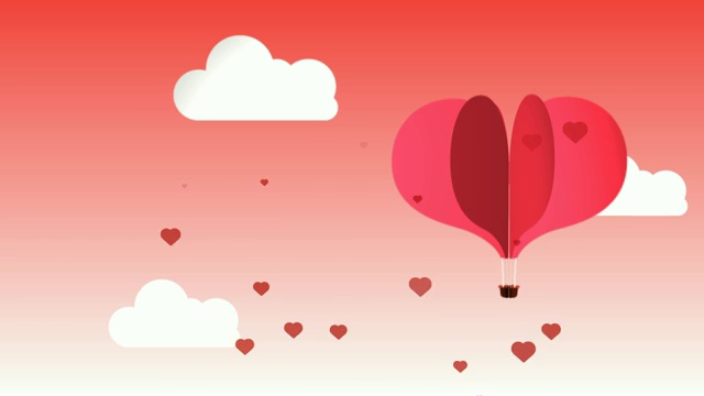 非常甜蜜的动画，用一个心形的气球代表爱和激情的感觉，是庆祝情人节的理想选择视频素材
