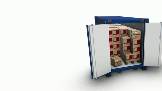 马耳他制造的集装箱，旋转Dx视频下载