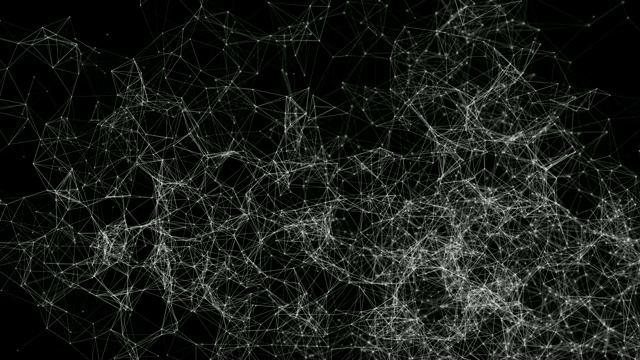 白色数字数据和网络连接三角形线和球体的未来技术概念在黑色背景，三维抽象插图视频下载