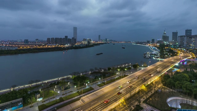 4k延时镜头:上海市徐汇区外滩龙腾大道视频素材