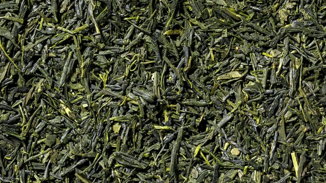 煎茶绿茶叶满框，缝衣针环视频素材