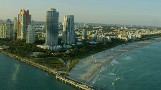 航空南点海滩日落佛罗里达迈阿密视频素材