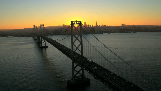 航空日落视图奥克兰海湾大桥旧金山视频素材