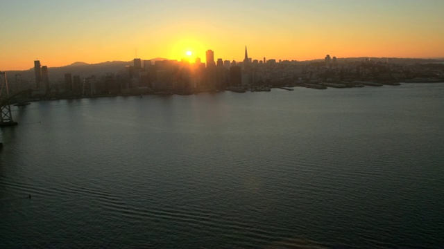 旧金山港航空日落视图视频素材