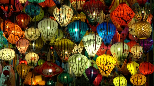 越南会安古镇的彩灯视频素材
