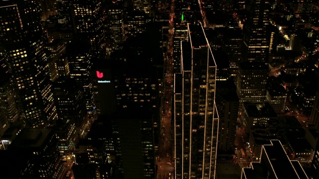 空中照明视图屋顶摩天大楼旧金山视频下载