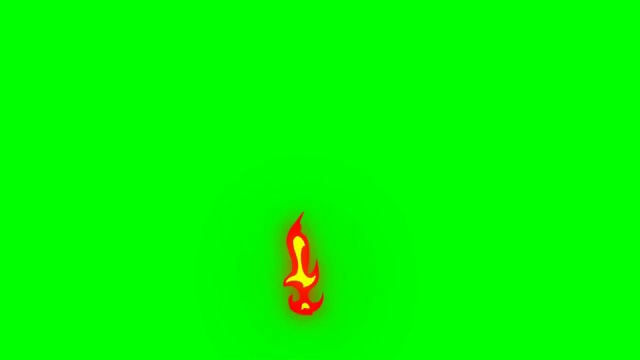 火燃烧的动画-卡通火-绿色盒子-无限循环视频素材