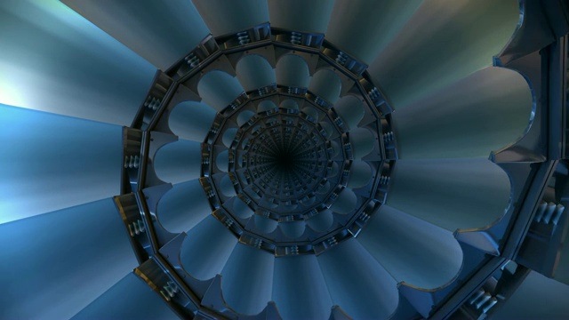 圆形螺旋涡轮机，循环3D动画与阿尔法通道视频素材
