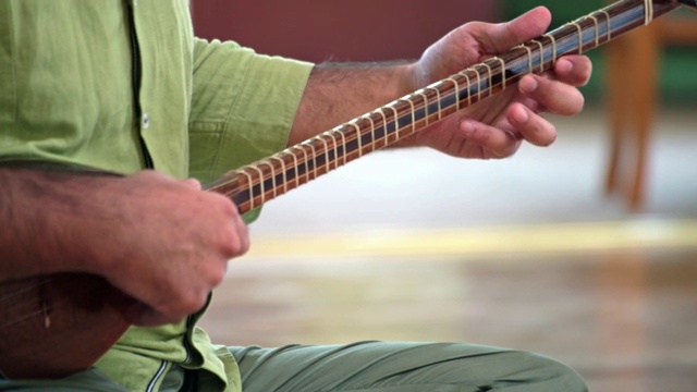 手弹奏民族乐器视频素材