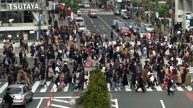慢镜头:东京涩谷十字路口视频素材