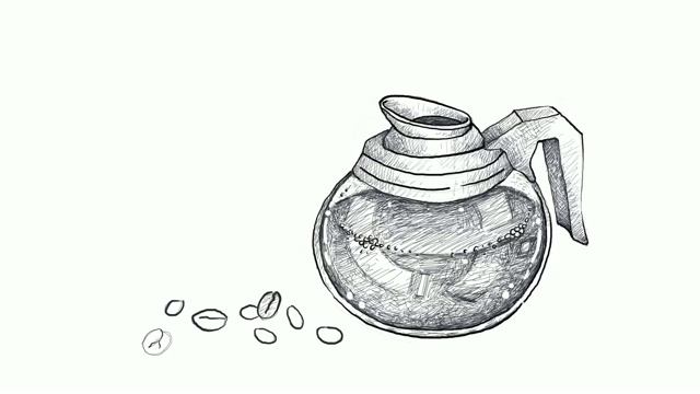 手绘的玻璃壶与咖啡豆的视频剪辑视频下载