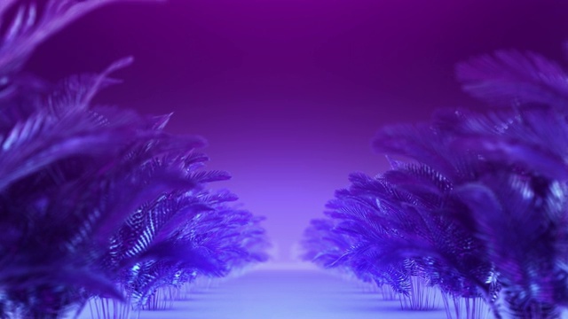 蓝紫色植物的抽象走廊视频素材