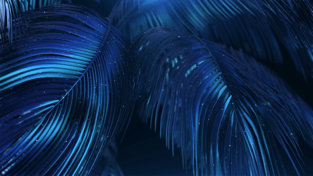 蓝紫色抽象棕榈与闪光视频素材