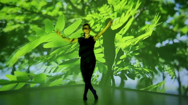 叶子投射在女舞者身上视频素材